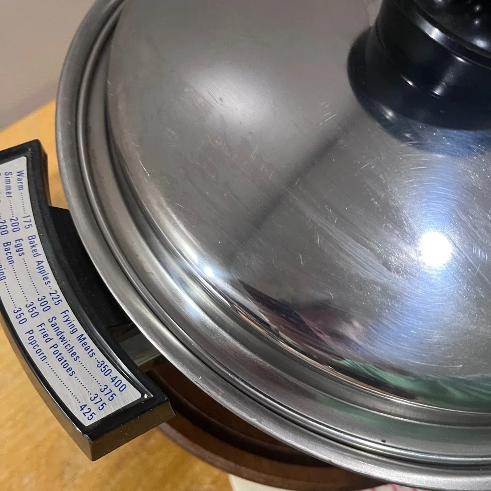 Vtg Miss Electra Table Chef Electric‎ Skillet MCM Stainless Steel Frying Pan 11